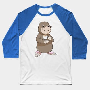 Mole with Coffee Cup Baseball T-Shirt